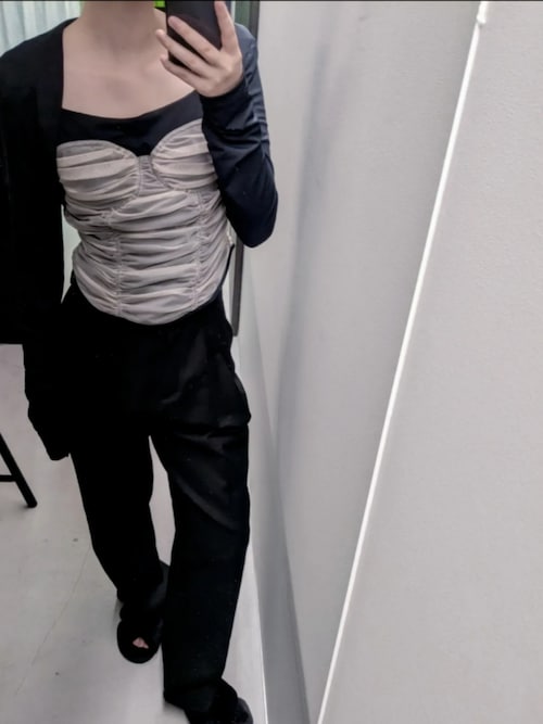 トップス Scuba-Jersey Gathered Bistier Top PRANK PROJECT（プランクプロジェクト）の「スキューバギャザー