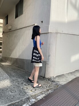 「勝田里奈」｜「アイテム（トートバッグ）」を使った、勝田里奈さん（レディース・161cm）の夏コーディネート