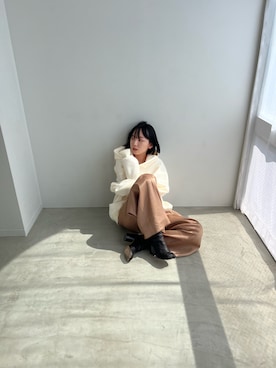 「勝田里奈」｜「アイテム（ブーツ）」を使った、勝田里奈さん（レディース・161cm）の秋コーディネート
