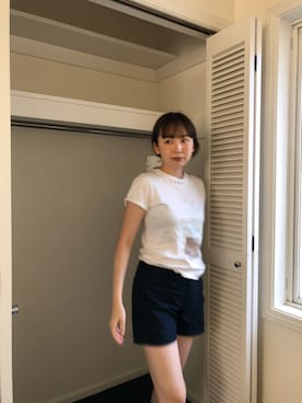 「アイテム（シュシュ）」を使った、勝田里奈さん（レディース・161cm）の夏コーディネート