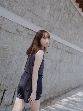 「ネイビー」｜勝田里奈さん（レディース・161cm・20代）の夏コーディネート