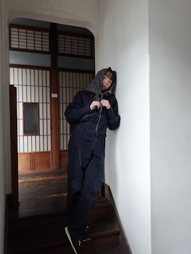 「PoFFのアイテム（ジャケット/アウター、ブルー系）」を使った、勝田里奈さん（レディース・161cm）の春コーディネート