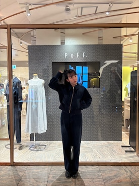 「PoFFのアイテム（ジャケット/アウター、ブルー系）」を使った、勝田里奈さん（レディース・160cm）の春コーディネート