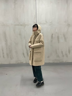 「勝田里奈」｜「アイテム（ローファー）」を使った、勝田里奈さん（レディース・161cm）の冬コーディネート