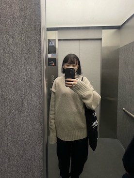 「勝田里奈」｜「アイテム（トートバッグ）」を使った、勝田里奈さん（レディース・161cm）の冬コーディネート