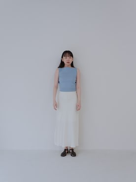 「勝田里奈」｜「アイテム（スカート）」を使った、勝田里奈さん（レディース・161cm）の夏コーディネート
