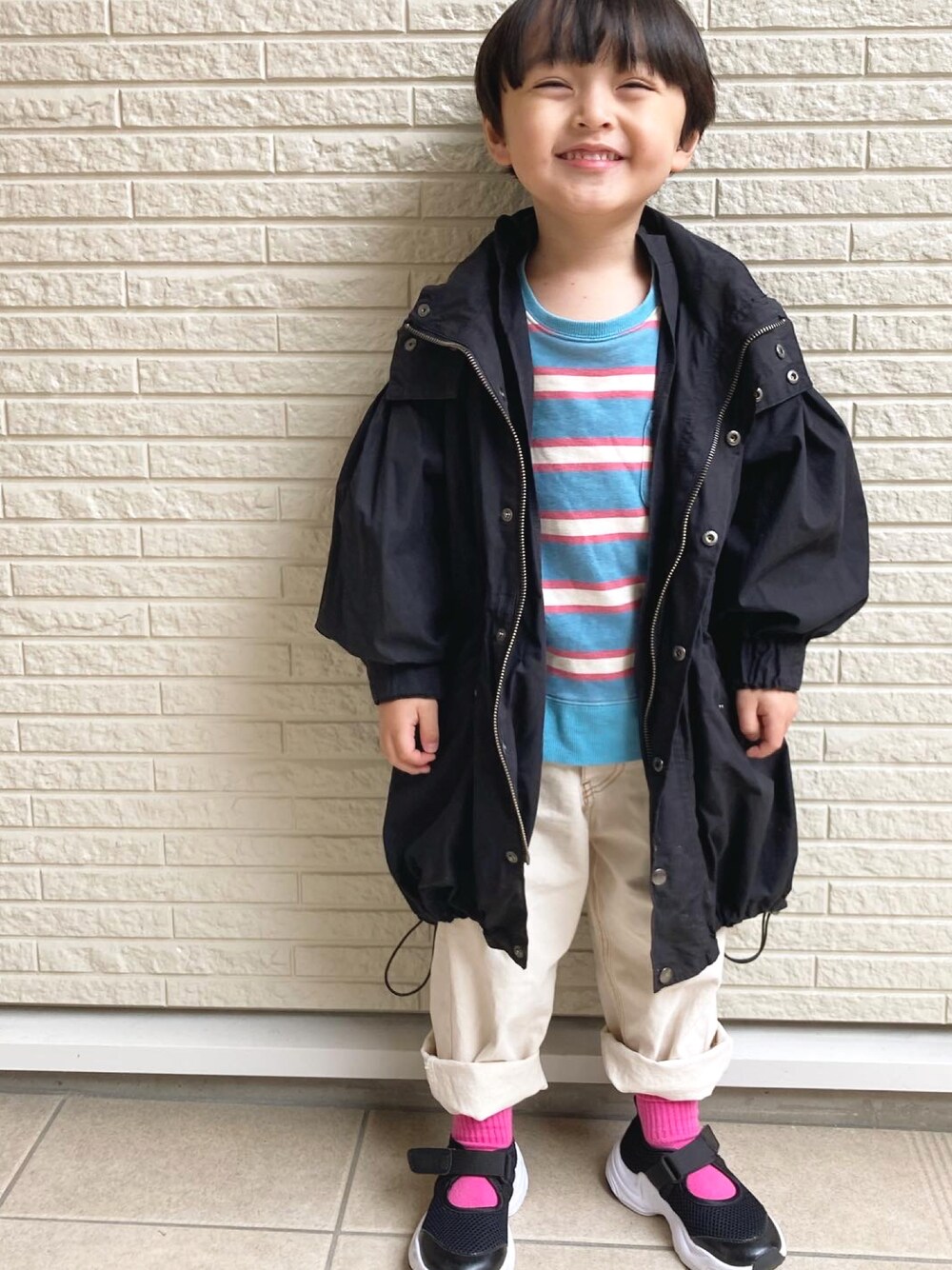 「春服デビュー宣言」｜「Birthdayのアイテム（トップス、ブルー系）」を使った、Aseiさん（キッズ・100cm）の春コーディネートの1枚目の写真