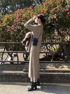 「ファーベスト」｜「アイテム（財布/小物）」を使った、おだりささん（レディース・174cm）の冬コーディネート