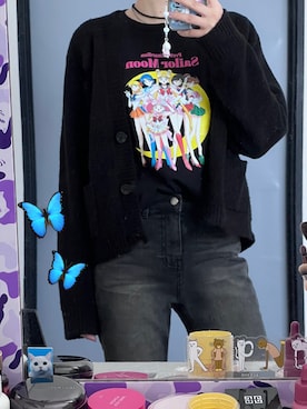 「美少女戦士セーラームーン（ビショウジョセンシセーラームーン）のアイテム」を使った、のぞみさん（レディース・158cm）の冬コーディネート