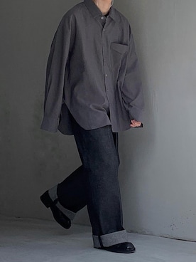「チャコール」｜「アイテム（その他）」を使った、HeHOさん（メンズ・173cm）の春コーディネート