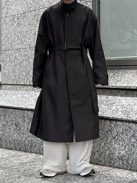 「CALLNE（カルネ）のアイテム（ステンカラーコート）」を使った、HeHOさん（メンズ・173cm）の秋コーディネート