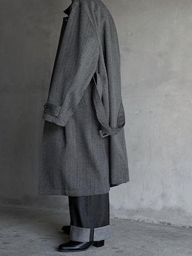 「JOHN LAWRENCE SULLIVAN（ジョンローレンスサリバン）のRIGID DENIM WIDE PANTS（デニムパンツ）」を使った、HeHOさん（メンズ・173cm）の冬コーディネート