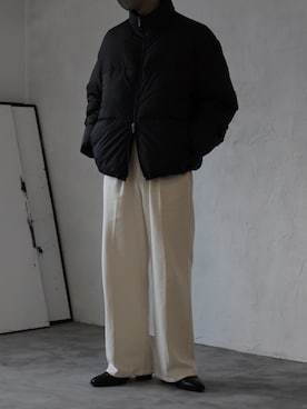 「CALLNE（カルネ）のアイテム（ダウンジャケット/コート）」を使った、HeHOさん（メンズ・173cm）の秋コーディネート