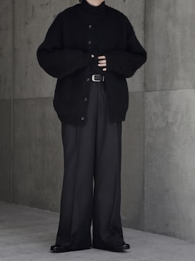 「モヘアカーディガン」｜「アイテム（ブーツ）」を使った、HeHOさん（メンズ・173cm）の秋コーディネート