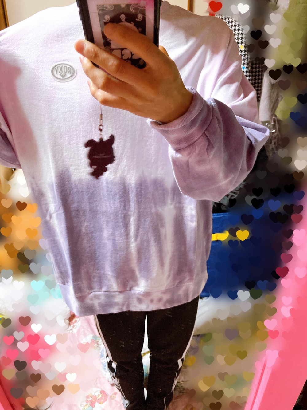 「ROXYのBEAT PANTS/ロキシーサイドラインボトムス（その他パンツ、ブラック系）」を使った、ゆゆさん（レディース・158cm）の春コーディネートの1枚目の写真