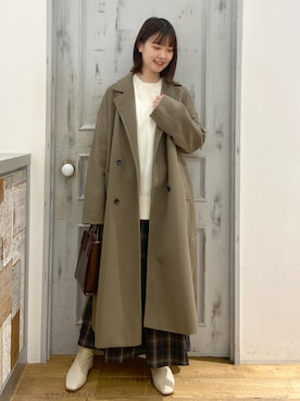「ローリーズファーム(LOWRYS FARM)」｜「アイテム（チェスターコート）」を使った、まなみんさん（レディース・164cm）の冬コーディネート
