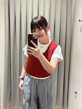 「LOWRYS FARM（ローリーズファーム）のイージーワイドコクーンパンツ 327286（その他パンツ、グレー系）」を使った、まなみんさん（レディース・164cm）の春コーディネート