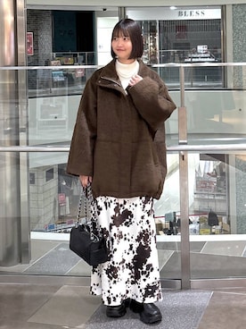 「デート/ロマンティック」｜「アイテム（ジャケット/アウター）」を使った、まなみんさん（レディース・164cm）の冬コーディネート