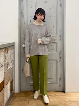 「ストライプニット」｜まなみんさん（レディース・164cm）の冬コーディネート