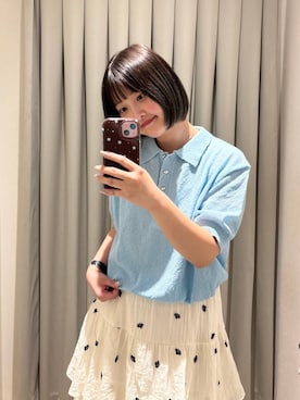 「LOWRYS FARM（ローリーズファーム）のカンドウフィットグルカサンダル 638120（サンダル、シルバー系）」を使った、まなみんさん（レディース・164cm）の夏コーディネート