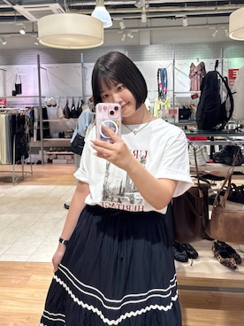 「LOWRYS FARM（ローリーズファーム）のＩＮＤＩＡナミナミスカート 669778（スカート、ブラック系）」を使った、まなみんさん（レディース・164cm）の夏コーディネート