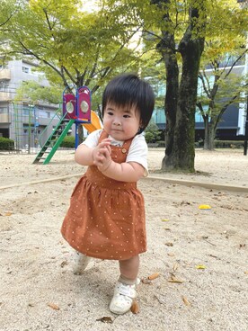 「アイテム（ワンピース/ドレス）」を使った、yuyuさん（キッズ・70cm）の秋コーディネート
