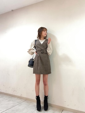 「LIPSERVICE（リップサービス）のアイテム（ワンピース/ドレス）」を使った、arisaさん（レディース・155cm）の冬コーディネート