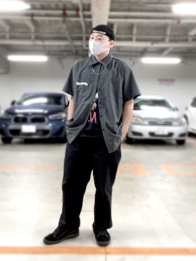 「AIRWALK（エアウォーク）のAIRWALK/エアウォーク 別注ONE/別注ワン（スニーカー、ブラック系）」を使った、@takumiさん（メンズ・163cm）の夏コーディネート