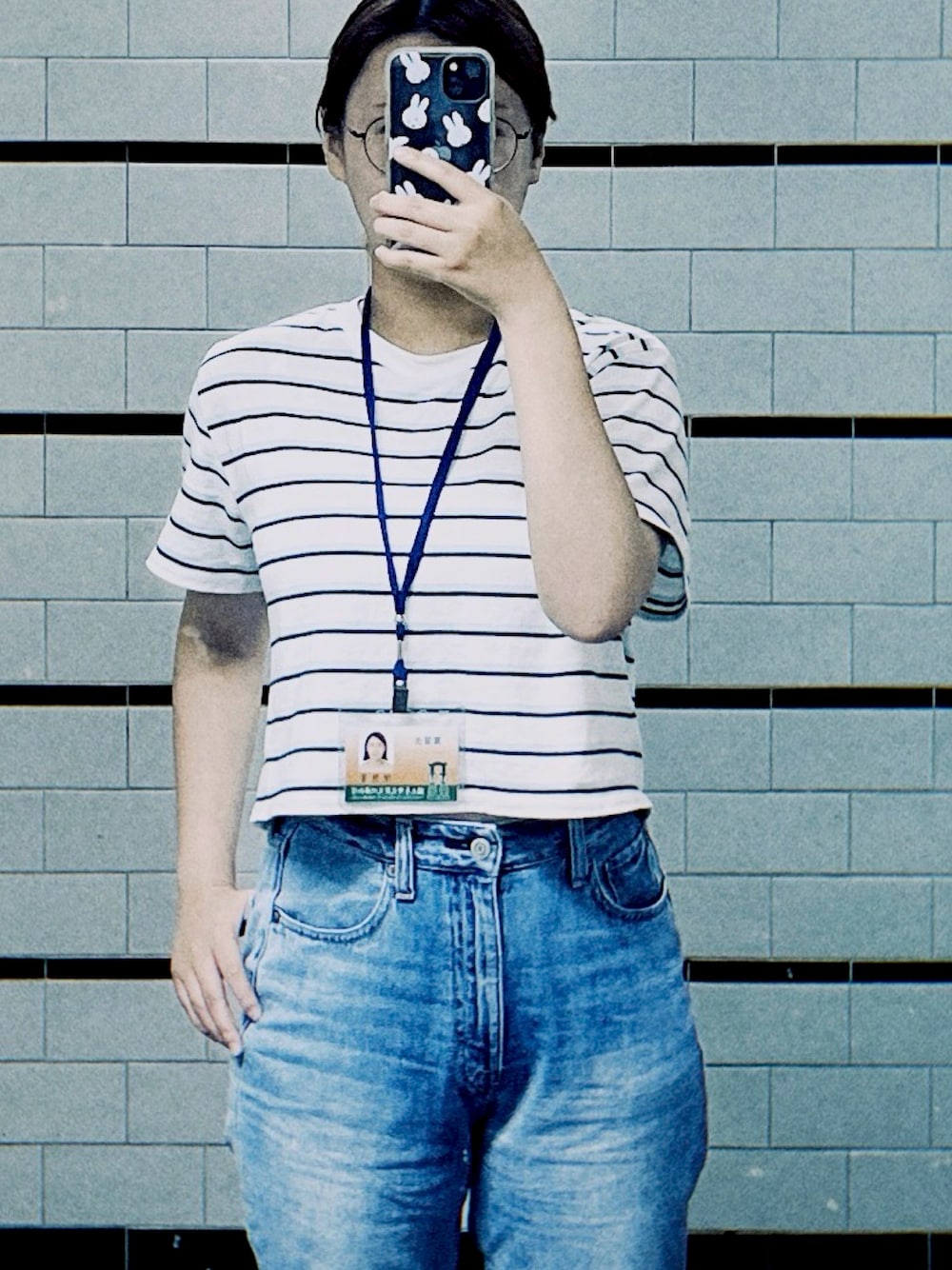 「ootd、Tシャツ、ジーンズ」｜「UNIQLOのアイテム（Tシャツ/カットソー、その他）」を使った、Celiさん（レディース・158cm）の夏コーディネートの1枚目の写真
