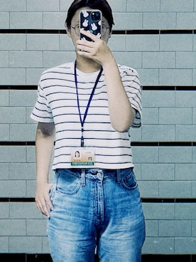 「GLOBAL WORK（グローバルワーク）のアイテム（デニムパンツ）」を使った、Celiさん（レディース・158cm）の夏コーディネート