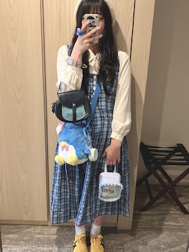 「アイテム（ジャンパースカート）」を使った、ﾎﾉｶさん（レディース・161cm）の春コーディネート