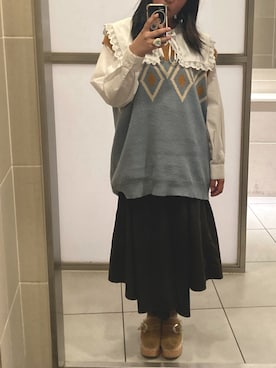 「HOOK（フック）のアイテム（ベスト）」を使った、ﾎﾉｶさん（レディース・159cm）の春コーディネート