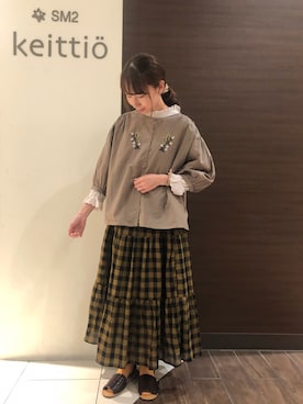 「Samansa Mos2（サマンサ モスモス）のセパレートサンダル（サンダル）」を使った、Sa*さん（レディース・158cm）の夏コーディネート