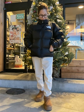 「153cm」｜「アイテム（ダウンジャケット/コート）」を使った、Momoさん（レディース・153cm）の冬コーディネート