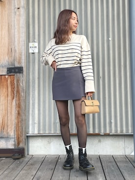 「スコート」｜「アイテム（ブーツ）」を使った、Momoさん（レディース・153cm）の春コーディネート