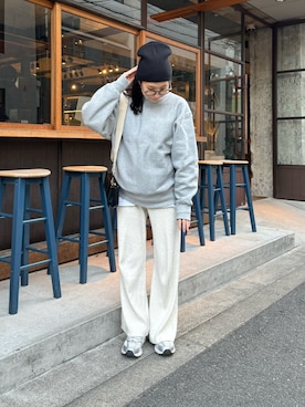 「今日のコスメと服」｜「アイテム（ニットキャップ/ビーニー）」を使った、Momoさん（レディース・153cm）の冬コーディネート