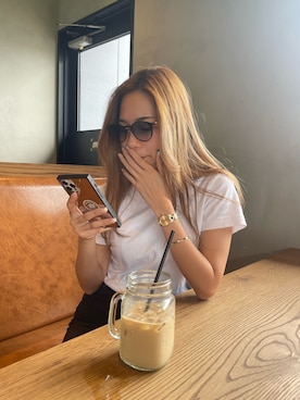 「カラーサングラス」｜「アイテム（PC・スマホグッズ/家電）」を使った、Momoさん（レディース・153cm）の夏コーディネート