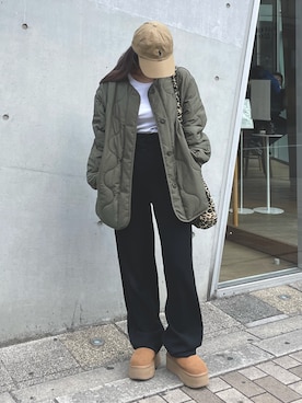 「韓国コーデ」｜「アイテム（その他アウター）」を使った、Momoさん（レディース・153cm）の冬コーディネート