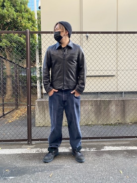 「アイテム（ニットキャップ/ビーニー）」を使った、れーやさん（メンズ・176cm）の秋コーディネート
