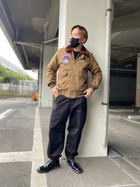 「アイテム（ミリタリージャケット）」を使った、れーやさん（メンズ・176cm）の秋コーディネート