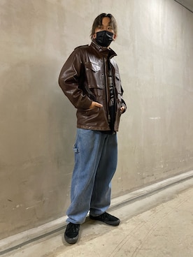 「アイテム（ミリタリージャケット）」を使った、れーやさん（メンズ・176cm）の秋コーディネート