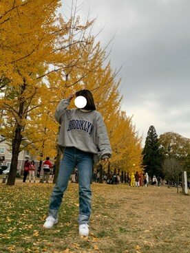 「イチョウ並木」｜「アイテム（ルームウェア）」を使った、99aynさん（レディース・150cm）の秋コーディネート