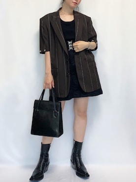 「Acne Studios（アクネストゥディオズ）のアイテム（ブーツ）」を使った、yuさん（レディース・158cm）の夏コーディネート