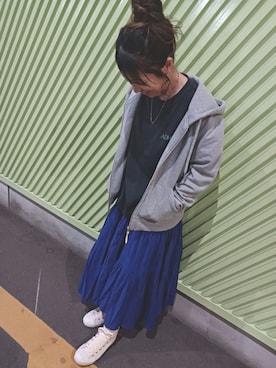 「MHL.（エムエイチエル）のMHL ALL STAR（スニーカー）」を使った、Yukaさん（レディース・152cm）の春コーディネート