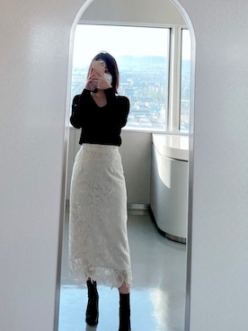 「MERCURYDUO（マーキュリーデュオ）のアイテム（スカート）」を使った、ふふさん（レディース・158cm）の春コーディネート