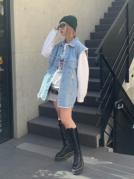 「ごきげんウィーク」｜「アイテム（デニムジャケット）」を使った、Otsuguさん（レディース・159cm）の春コーディネート
