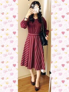 Feroux フェルゥ のワンピース ドレス レッド系 を使った人気ファッションコーディネート Wear