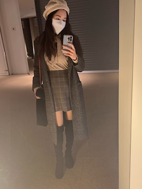 「ブラウンコーデ」｜「アイテム（ブーティ）」を使った、Lucyさん（レディース・163cm）の冬コーディネート