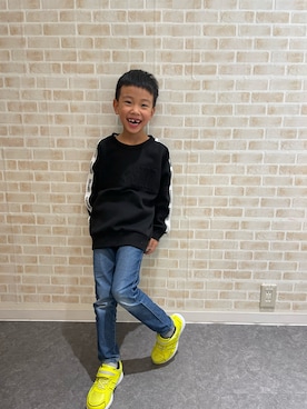 「息子コーデ」｜「アイテム（スウェット）」を使った、よこさん（キッズ・120cm）の秋コーディネート