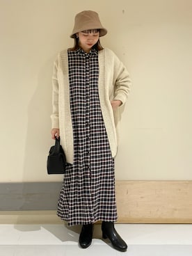 「152cm」｜「アイテム（帽子）」を使った、ホンダ マユさん（レディース・152cm）の秋コーディネート